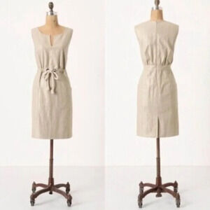 Maeve Flaxen Canvas Metallic Finish Sleeveless Patch  Pocket Dress 2